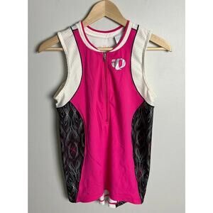 Pearl Izumi Pink White Black Triathlon Cycling Tank Top Sleeveless Size Large Wm